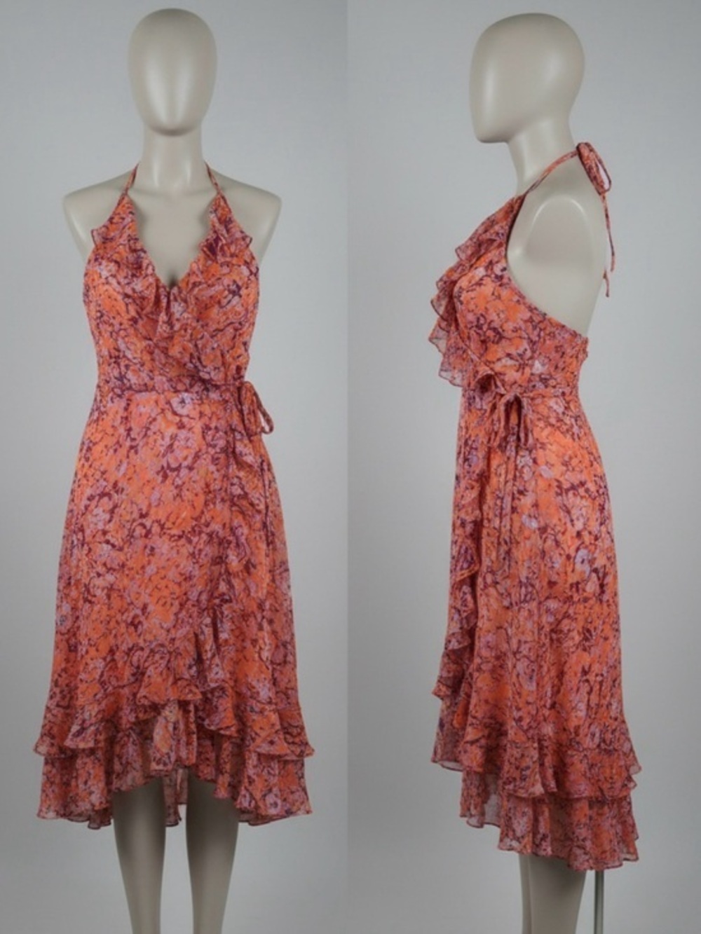 MM Couture Gorgeous Lined Wrap Dress. Perfect for 4-6. Floral, Backless size S